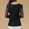 Dingaozlz Blusas Femininas Elegante Vrouwen Blouse Casual Mesh Tops Lange Mouw Plus Size Kleding Diamant Patchwork Kant Shirt Y19050501