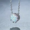 Fashion Femmes Jolie Opal 925 Collier en argent Collier de chaîne de pendentif Bijoux de mariage Day ANNIVERSAIRE CAVE