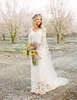 Lace Country Bohemian Wedding Dresses Long Sleeve V Neck Beach Boho Wedding Gowns Vestidos De Novia Plus Size Bridal Gowns