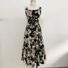 Premium Hot Style Top Quality Original Design Women's Strapless Pleated Dress Perfume lily Printed Pattern Suspender Dress