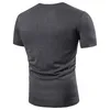 Men Fashion Solid Tshirt Summer V Neck Cross Lace Up Fitness Slim Mens clothing Vintage Short Sleeve T-shirt J190718