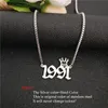 10st Bulk Year Chines Halsband Kvinnor Män Gift Old English Number Charm Halsband Stainless Steel Smycken Gold Silver Choker