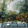 Sfondi murali personalizzati Stile europeo Retro Tropical Rain Forest Plant Scenery Photo Wall Painting Murales Carta da parati per soggiorno