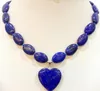 Natural New13x18mm Natural Lapis Lazuli Oval Love Pendant Necklace 18 "