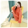 Vintage Turtleneck Batwing Sleeve Knitted Sweaters Solid Women Casual Thick Jumper Loose Sweater Plus Size Sweater