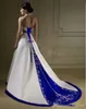 2022 Sąd pociąg Dresses Linia Suknie Ślubne Suknia Kalterowa Neck Open Back Lace Up Custom Made Haft Wedding Suknie Ślubne