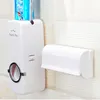 Automatic Toothpaste Dispenser Toothbrush Holder Storage Organizer Wall Mount Toothbrush Rack Family Bathroom Toothbrush Accessory Sets