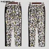 Calças masculinas Incerun Outono Casual Homens Leopard Impresso Lápis Moda Joker Trend Hip-Hop Mens Estiramento Calças Elásticas Corredores 20211