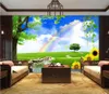 Sunshine ayçiçeği 3D TV arka plan duvar kağıdı oturma odası için duvarlar için 3 d