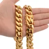 Paslanmaz çelik zincirler lüks 18k altın kaplama kolyeler moda yüksek cilalı kalın zincirler Miami Küba Bağlantı Kolye Erkekler Punk Curb9859874