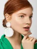 Dvacaman Bright Blue&Green Summer Statement Earrings Women Shell Beaded Rattan Knit Handmade Drop Earrings Stone Dangle