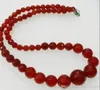 Collar de joyería de cuentas redondas facetadas de jade rojo Natural exquisito de 6-14mm 18 "5,27