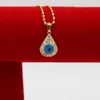 Pendentif mauvais œil bleu avec chaîne ondulée, collier avec pendentif en forme de larme rempli d'or jaune 18 carats, cadeau 289h