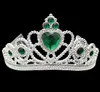 Juldekorationer Cosplay Princess Kids Crown Plastic Tiara Födelsedagsfest Favorit Flicka Silverharts Heart Crystal Headbands Pagant Prom1