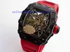 Mens High Quality Excellent Upgrade Watch 03502 Forge Carbon Titanium Case Button Red Chronograph Automatic Men Sport Wristwatche8294985