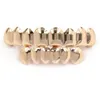 Hip Hop Gold Grillz 2023 New Fashion Environmental Gold Plated Dental Grills Wholesale Halloween Teeth Braces 2-Piece Set