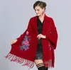 Female embroidered Cape Poncho Cardigan Knitting lady shawl stole wraps Sweater #4145