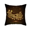 Christmas Decoration Black Gold Pillow Case Cotton Linen Pumpkin Trick or Treat Letter Throw Pillow Covers Cushion Cover Snowflake Printing