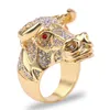 Mighty Męskie Czarne Złoto Diament Bull Head Ring 18k Gold Biker Punk Pierścienie Party Engagement Jewelry Rozmiar 8-13