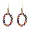 Bohemian farbenfrohe Perlen Reifen Ohrringe für Frauen Big Circle Round Drop Ohrringe
