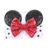 28 Styles Christmas Cartoon Sequined Mouse Ear Headband Sequin Bow Hair Accessories Bowknot Hairbands Hair Bows Baby Hairband KJY6445397