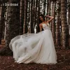 Tulle Boho Wedding Dress With Beaded Belt Spaghetti Strap Lace Layer Beach Outdoor Bridal Gown Real Photo