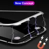 Magnetic Adsorption Metal Case for for iPhone 11 XR XS MAX Samsung NOTE 10 Full Body Metal Case with Back Tempered Glass