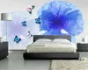 3D-Tapete an einer Wand, individuelles Foto-Wandbild, moderne literarische abstrakte Blume, Schmetterling, HD-Tapete