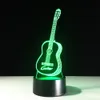 Yeduo Nova Ação Figura 7 Cores guitarra 3D Visual Led Night Lights como quarto Abajur melhores presentes para crianças Amigos Acrílico
