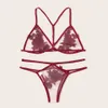 Women Underwear Set Sexy Bra Set Flower Embroidered Applique Lace Bra Sleepwear Red Lingerie Set291H