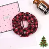 Anello elastico per capelli per ragazza di Natale Fasce per capelli elastiche Fiocco di neve Plaid rosso Intestino crasso Sport Danza Scrunchie Fascia per capelli morbida M548