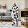 52 "x72" Luie deken heren dames designer plaid hooded dekens cape warme fleece badjas met pompom 5-styles dikke swaddlings g