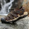 Hot Sale-Enuine Leder Herren Sandalen Sommermode Outdoor Casual Sneakers