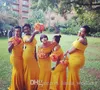 2019 남아프리카 여름 인어 인어 가든 신부 들러리 어깨에서 벗어난 웨딩 게스트 하녀의 명예 가운 플러스 사이즈 맞춤 제작