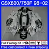 Suzuki GSXF 750 600 GSXF750 1998 1999 2000 2001 2002 292Hm.aa GSX 600F 750FカタナラッキーブラックホワイトGSXF600 98 99 00 01 02フェアリング