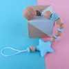 5 färger Silicone Pacifier Kedjor Beech Pacifier Clips Holder Kedja Fem Star Baby Teether Tanding Chain M1627