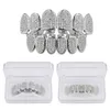 New Baguette Set Teeth Grillz Top & Bottom Gold Silver Color Grills Dental Mouth Hip Hop Fashion Jewelry Rapper Jewelry