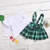 Shirt 2PCS Set bambino dei capretti neonate Outfits Abbigliamento Lettera T- Top + Strap vestiti del pannello esterno Ragazze Set Outfits modo poco costoso Imposta BY0826