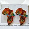 Племенная древесная карта Африки DIY красочные живопись афро винтажные серьги круглые деревянные Boho африканские богемии ушные ювелирные изделия