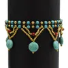 Bohemian Trendy Fußkettchen -türkiser Perlen Kristall Fußkettchen -Fußkettenschmuck für Frauen
