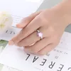 LuckyShien 6 Pcs/Lot Classic Heart-shaped Pink Zircon Gemstone Ring 925 Sterling Silver Plated For Women Wedding Ring Jewelry