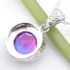 Luckyshine Fashion Pendant Bi colored Tourmaline Gems Vintage 925 Silver Women Pendant Necklace 10*10 mm With Chain Free shipping