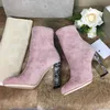Sıcak Satış-Bling Bling Renkli Kristal Çivili Ayak Bileği Çizmeler Kadınlar için Pist Rhinestone Yüksek Topuklu Botas Bahar Kış Çorap Ayakkabı