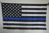 Bandeiras Linha Azul 10pcs EUA Polícia 3x5 Bandeira Pé fina de Blue Line EUA Preto Azul branco americano com latão grommets 90x150cm