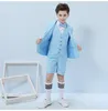 Üç parçalı Kısa Kollu Ve Pantolon Mavi Pembe Beyaz Yaz Boys Örgün Parti Giyim Giyim Seti Çocuk Balo Performans Kostüm Smokin