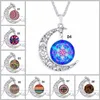 84 Design Cabochons Glass Moon Halsband för kvinnor Män Tree of Life Zodiac Sign Flower Wolf Nebula Space Galaxy Hängsmycke Kedjor Smycken