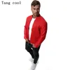 Tang cool 2019 Plus Size XXL Giacca in ecopelle Office Skull Red manica lunga collo alla coreana Camicia slim Giacca casual in PU