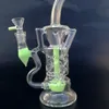 10 Inch Duplo Recycler Oil Rig Dab Bong Turbine Perc Fab ovo copo de água Bongos plataformas petrolíferas fumadores Waterpipes 14 milímetros bacia Joint