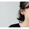 Boucles d'oreilles rondes en agate noire en argent sterling 925 pour femmes