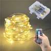 Copper Silver Wire LED String Light Fairy Garland Lamp Decorative Christmas With 8 lägen Remote Control Battery Powered